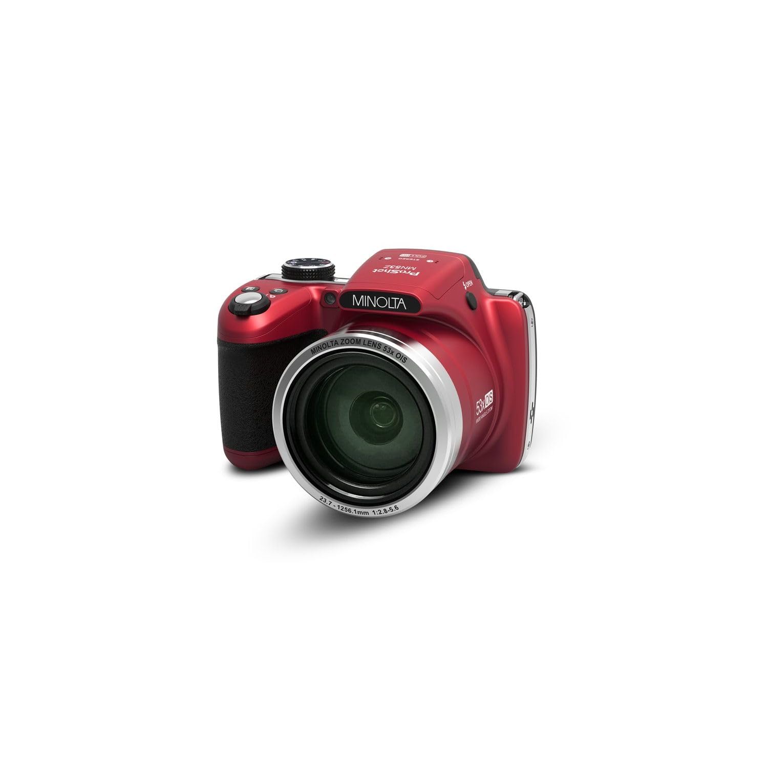 Minolta Pro Shot 16MP HD Digital Camera with 53x Optical Zoom, 1080p Full HD Video, 16GB SD Card - MN53Z (Red) - Perfect for Travel Photography, Wildlife Shooting & Vlogging