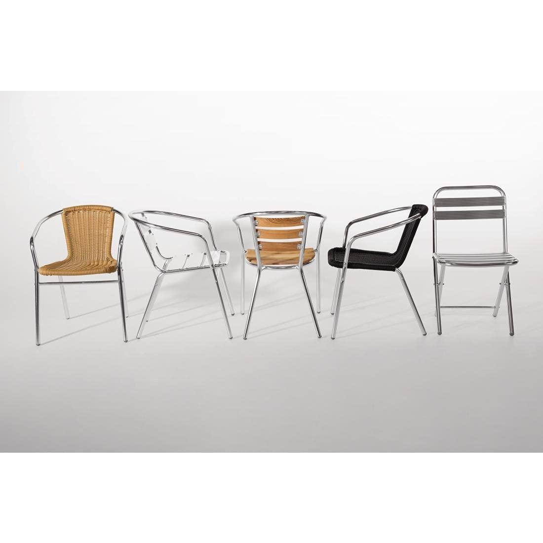 4-Piece Black Aluminum and Wicker Outdoor Patio Chairs Set (735x530x850mm) - Durable Garden, Poolside & Backyard Furniture for Relaxing