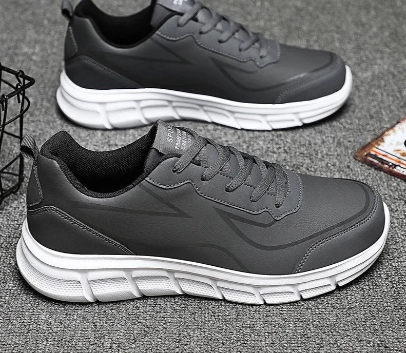 Breathable Men's Casual Sneakers - Lightweight Artificial Leather Lace-Up Shoes for Spring & Outdoor Wear | Perfect for Walking, Travel & Everyday Comfort