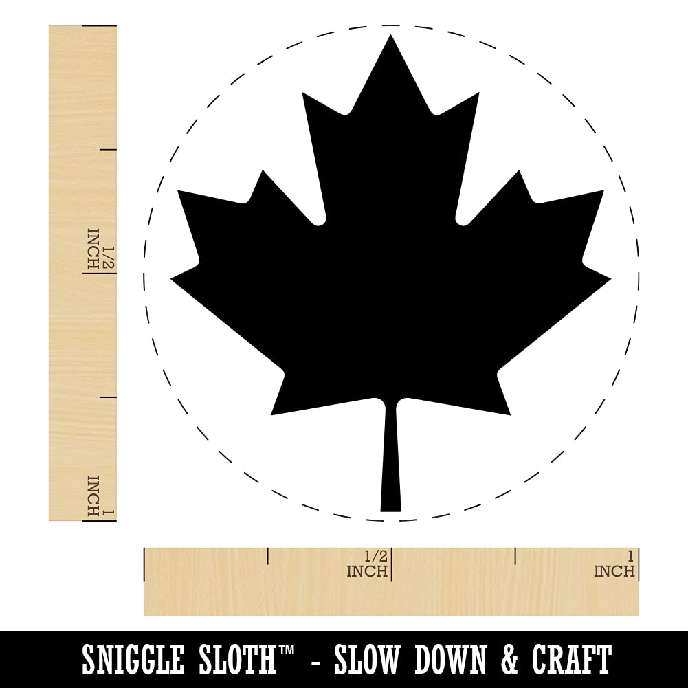 Canada Maple Leaf Self-Inking Rubber Stamp - 1 Inch Medium Blue Ink Stamper for Crafting, Scrapbooking & Planner Decoration | Perfect for DIY Projects, Journaling & Office Use
