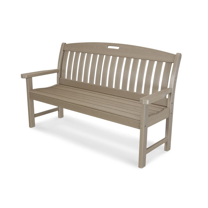 POLYWOOD Nautical 60-Inch Outdoor Bench - All-Weather Resin Wicker Patio Furniture for Poolside, Garden, Deck & Backyard Relaxation