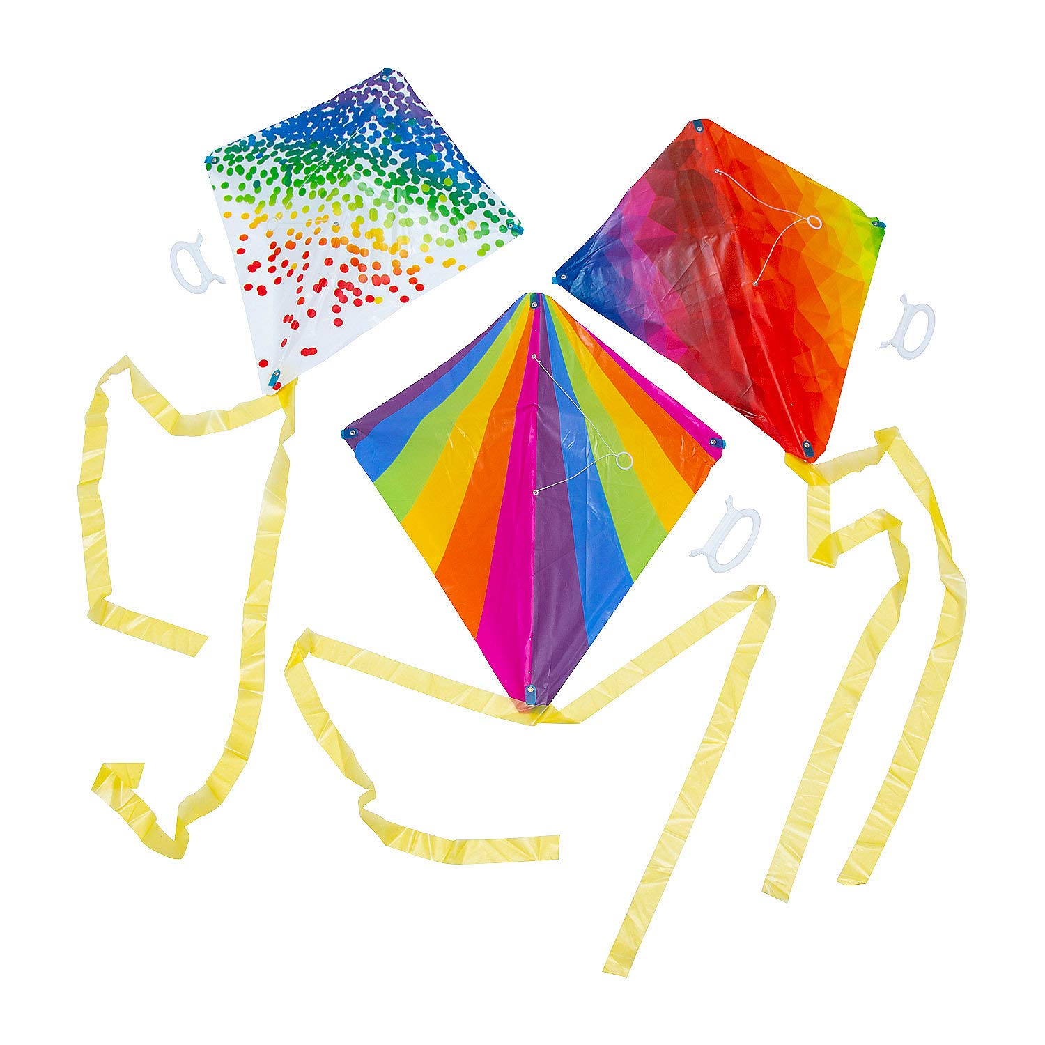 12 Pack Rainbow Kites with Tails - Colorful Outdoor Flying Toys for Kids - Perfect for Beach, Park, and Backyard Play