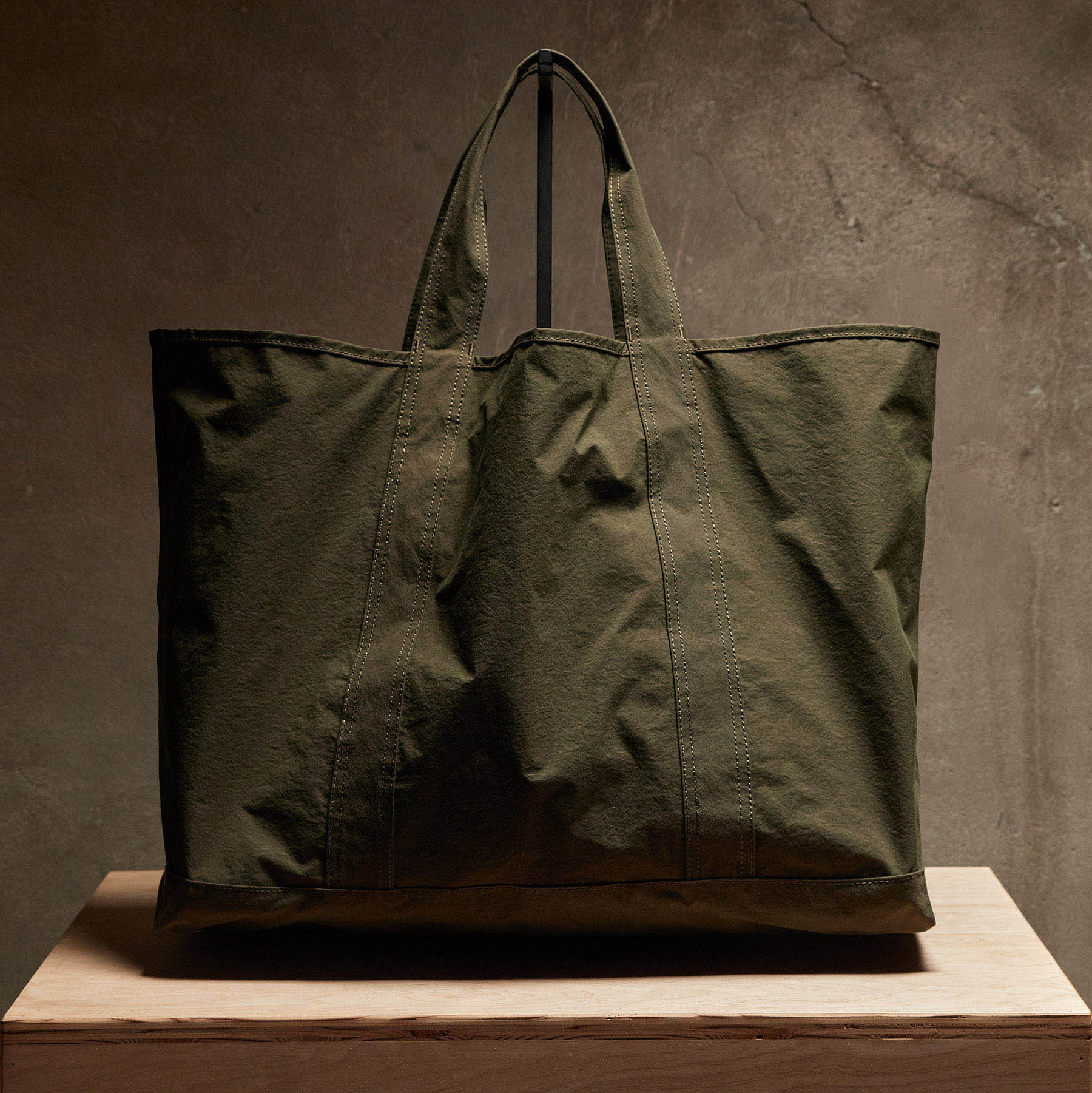 Large Matte Nylon Tote Bag - Olive Green Waterproof & Lightweight - Perfect for Work, Travel, Gym & Beach Day Essentials