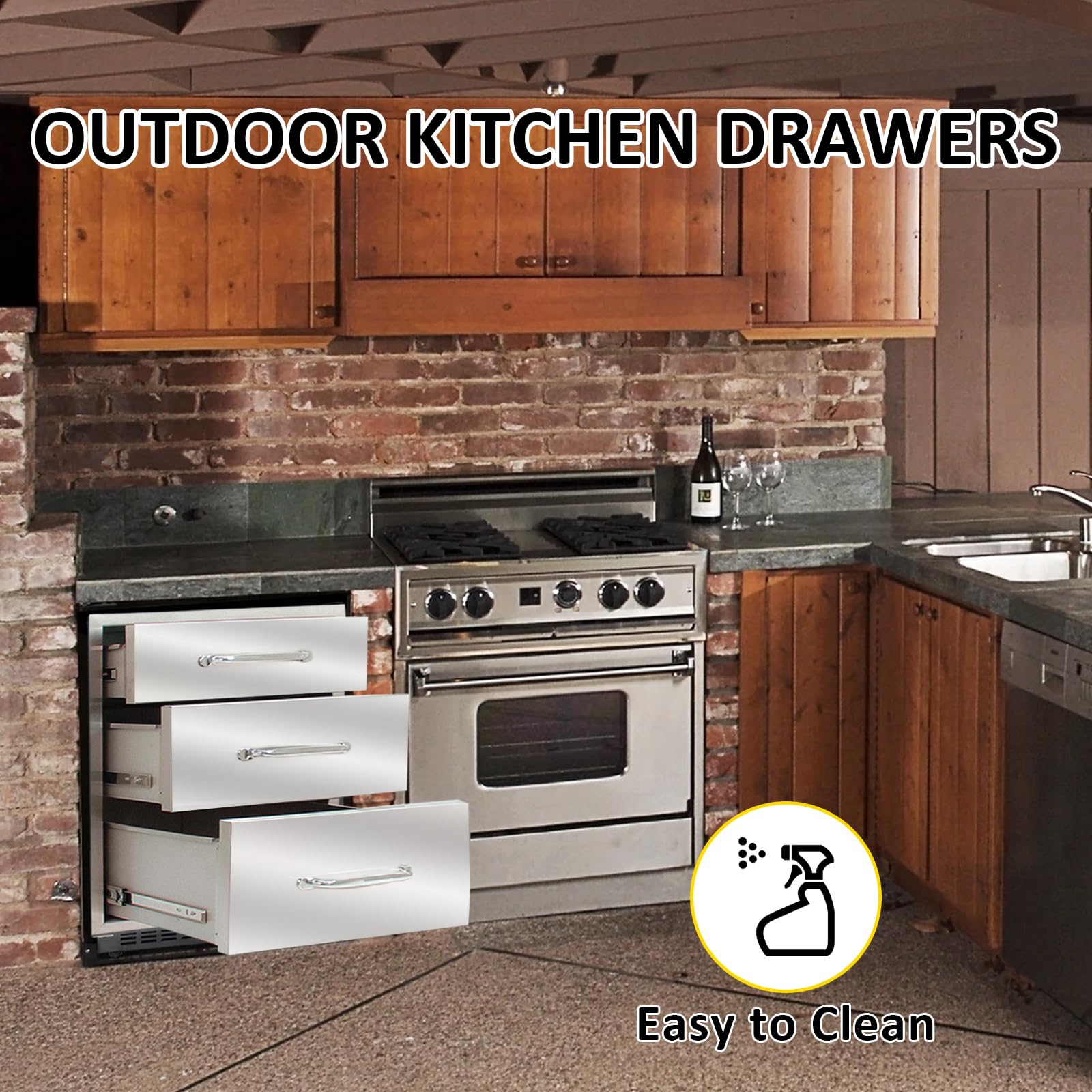 Stainless Steel Triple BBQ Drawers 18