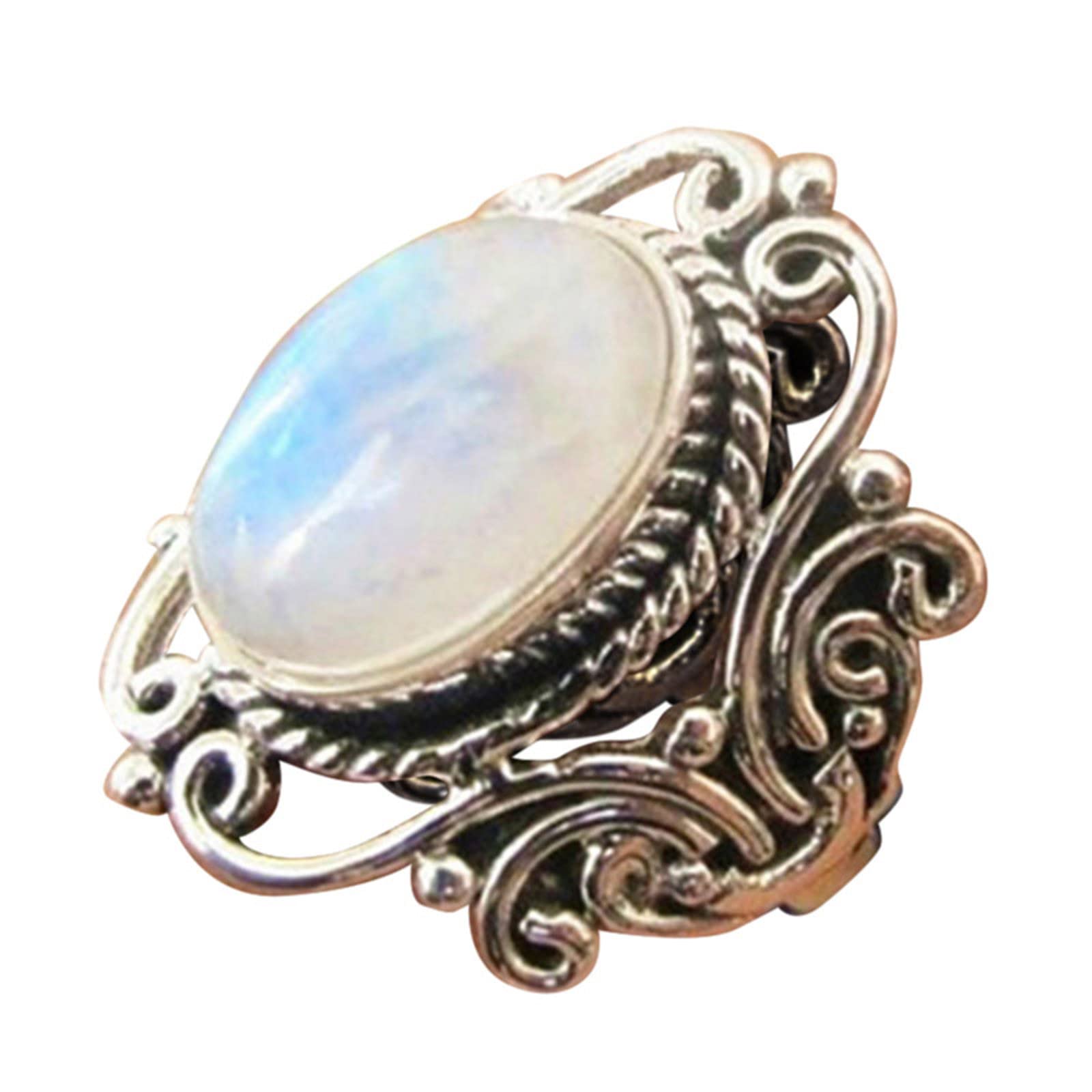 Handmade Vintage Wedding Ring - Elegant Cutout Coil Engagement Jewelry for Women, Luxury Gift (White, Size 6) | Perfect for Proposals, Anniversaries & Romantic Occasions