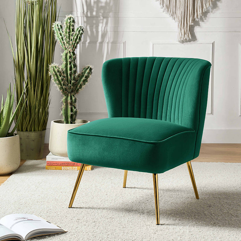 Lola Velvet Side Chair - Modern Upholstered Accent Chair for Living Room, Bedroom & Office - Soft Velvet Fabric with Sturdy Wooden Legs - Perfect for Dining, Lounge & Home Decor