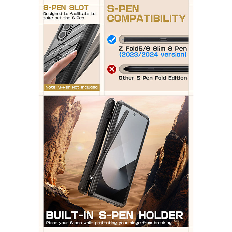 Samsung Galaxy Z Fold6 Unicorn Beetle PRO Rugged Case - Heavy Duty Protection, Shockproof & Scratch Resistant Cover for Everyday Use, Work & Outdoor Activities (Black)