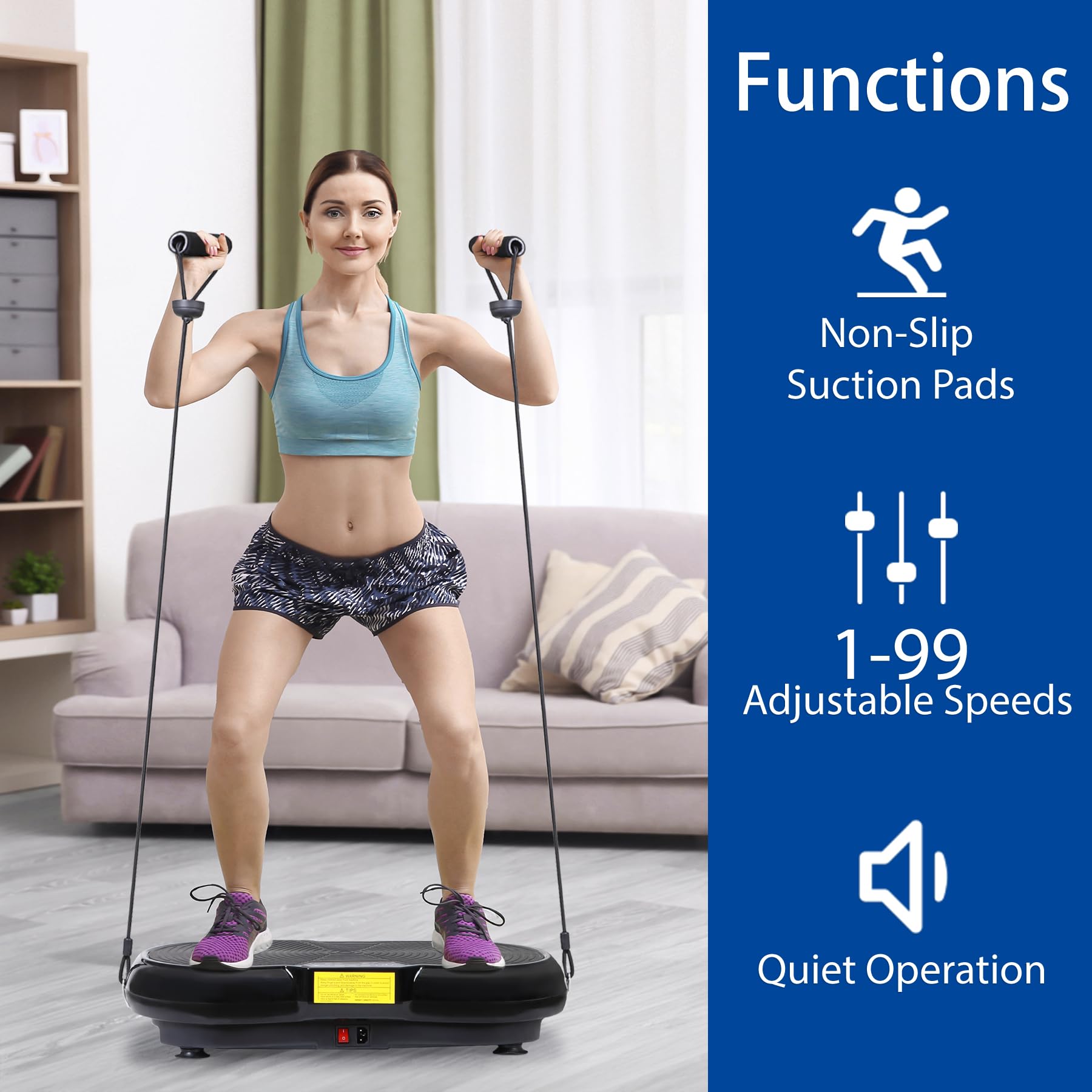 SUPER DEAL Pro Vibration Plate Exercise Machine - Whole Body Workout & Fitness Platform with Massage Function, Bluetooth, Remote & Resistance Bands (99 Levels) - Perfect for Home Gym, Weight Loss & Muscle Recovery