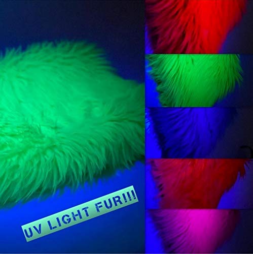 UV Reactive Solid Shaggy Faux Fur Fabric by The Yard - DIY Costume Material for Coats, Scarves, Fashion Accessories (Red) - Perfect for Cosplay, Halloween Costumes & Home Decor Projects