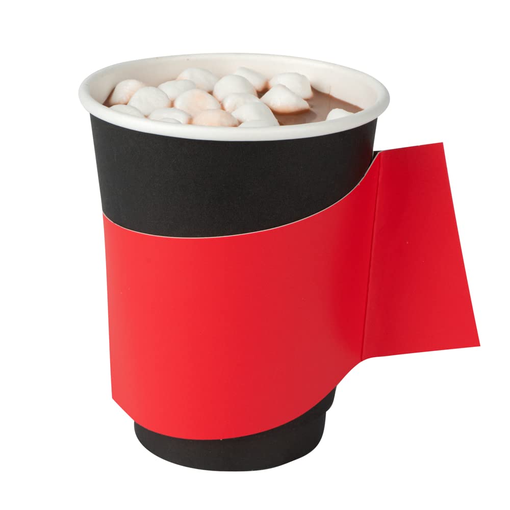 Restpresso Hot Coffee Sleeves with Handle - 1000 Disposable Cup Sleeves for 12, 16 & 20 oz Cups | Red Paper Cup Jackets for Coffee Shops, Cafes & Takeout (Cups Sold Separately) - Perfect for Baristas, Coffee Shops & Office Break Rooms