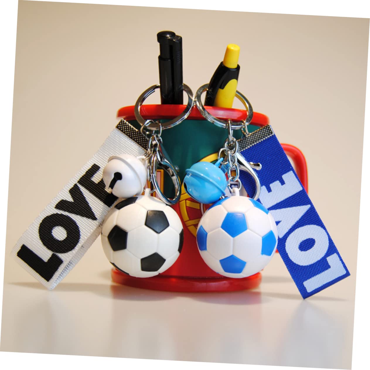 CORHAD 5-Piece Soccer Ball Keychain Set - Sports Fan Keyrings for Football Lovers - Perfect for Gifts, Backpacks & Car Keys (Soccer Accessories)