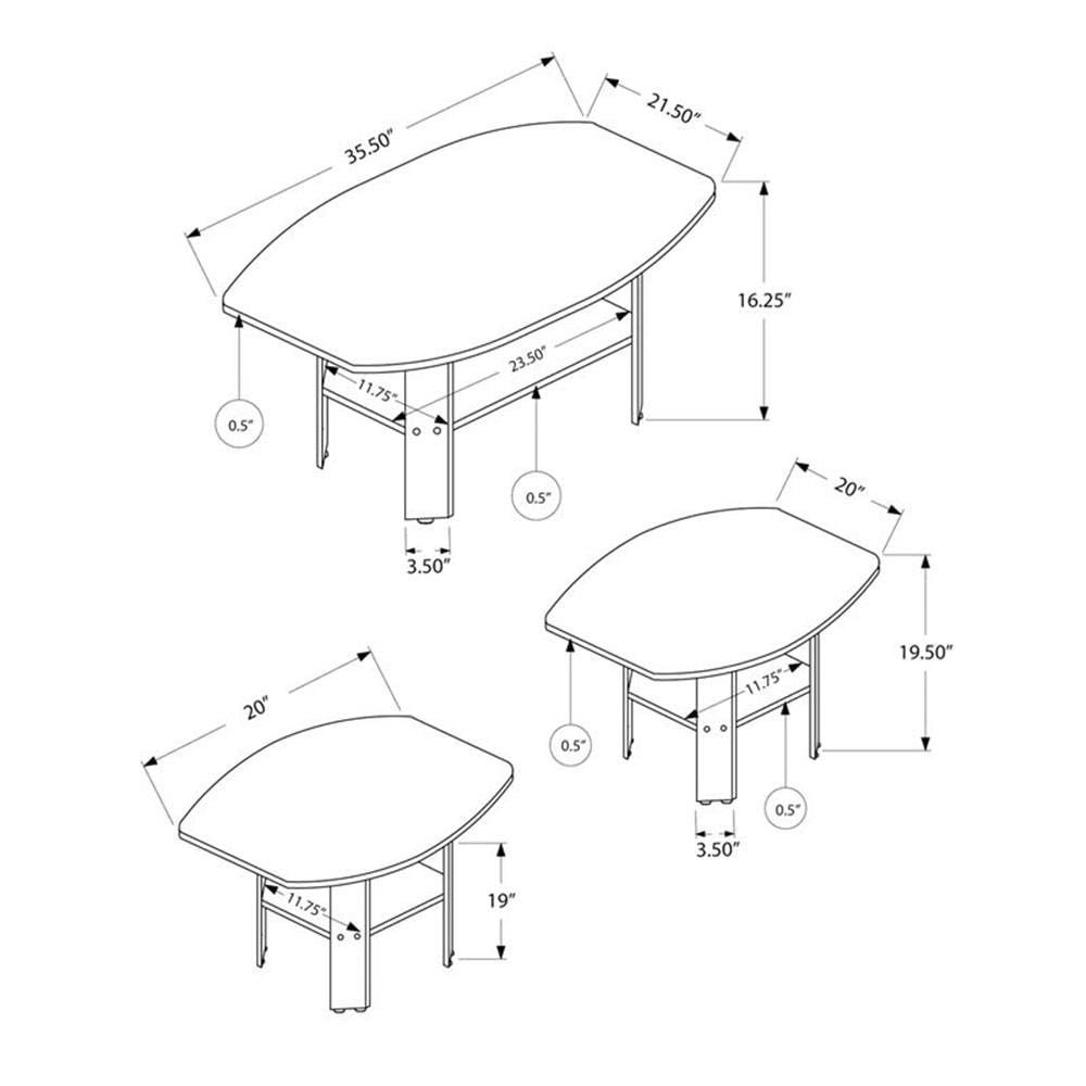 Monarch Specialties 3-Piece Cherry Wood Dining Table Set - Elegant Kitchen & Dining Room Furniture for Small Spaces