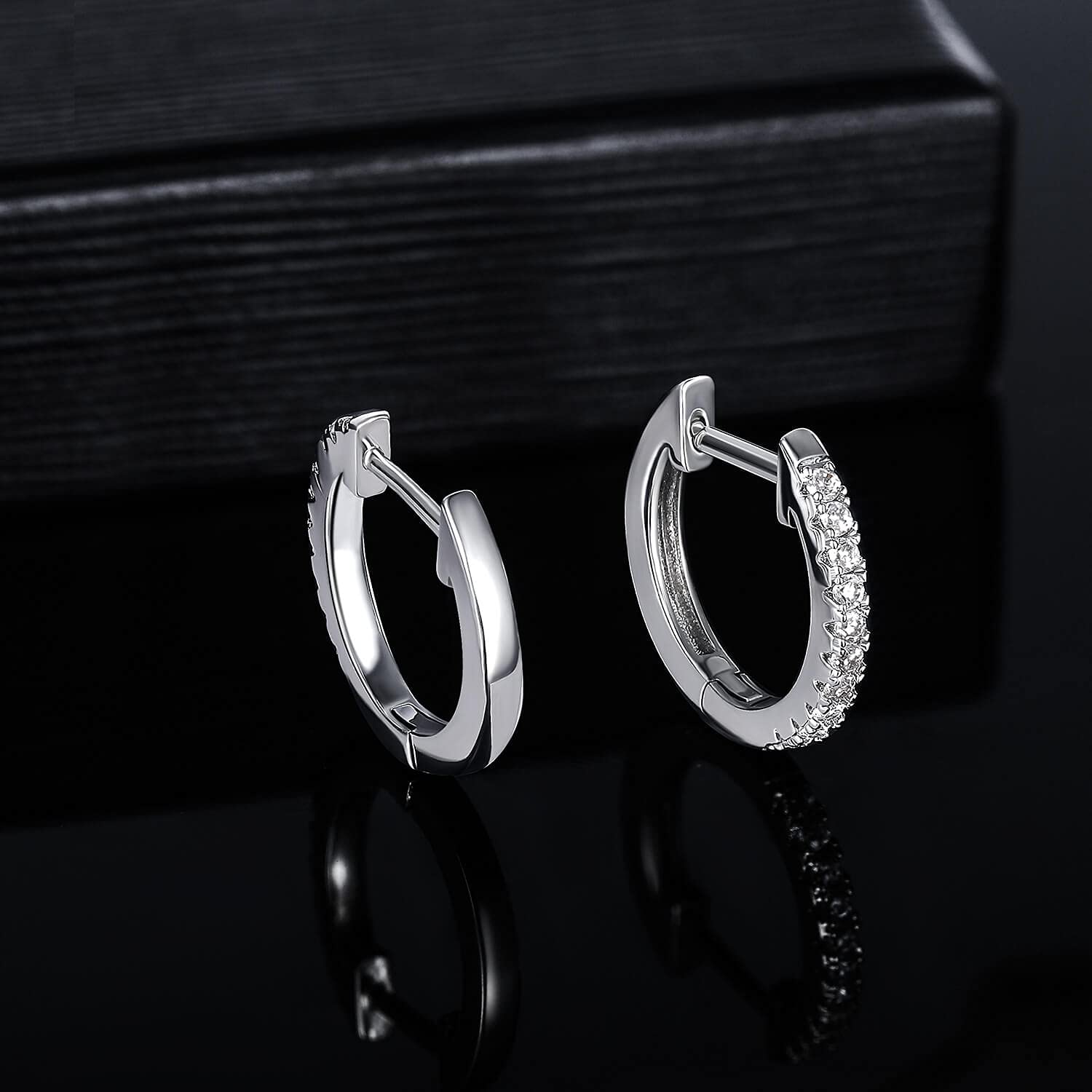 3 Pairs 18K White Gold Plated Hoop Earrings Set - Hypoallergenic Cubic Zirconia Huggie Stud Cuff Earrings for Women | Perfect for Everyday Wear, Parties & Gifts