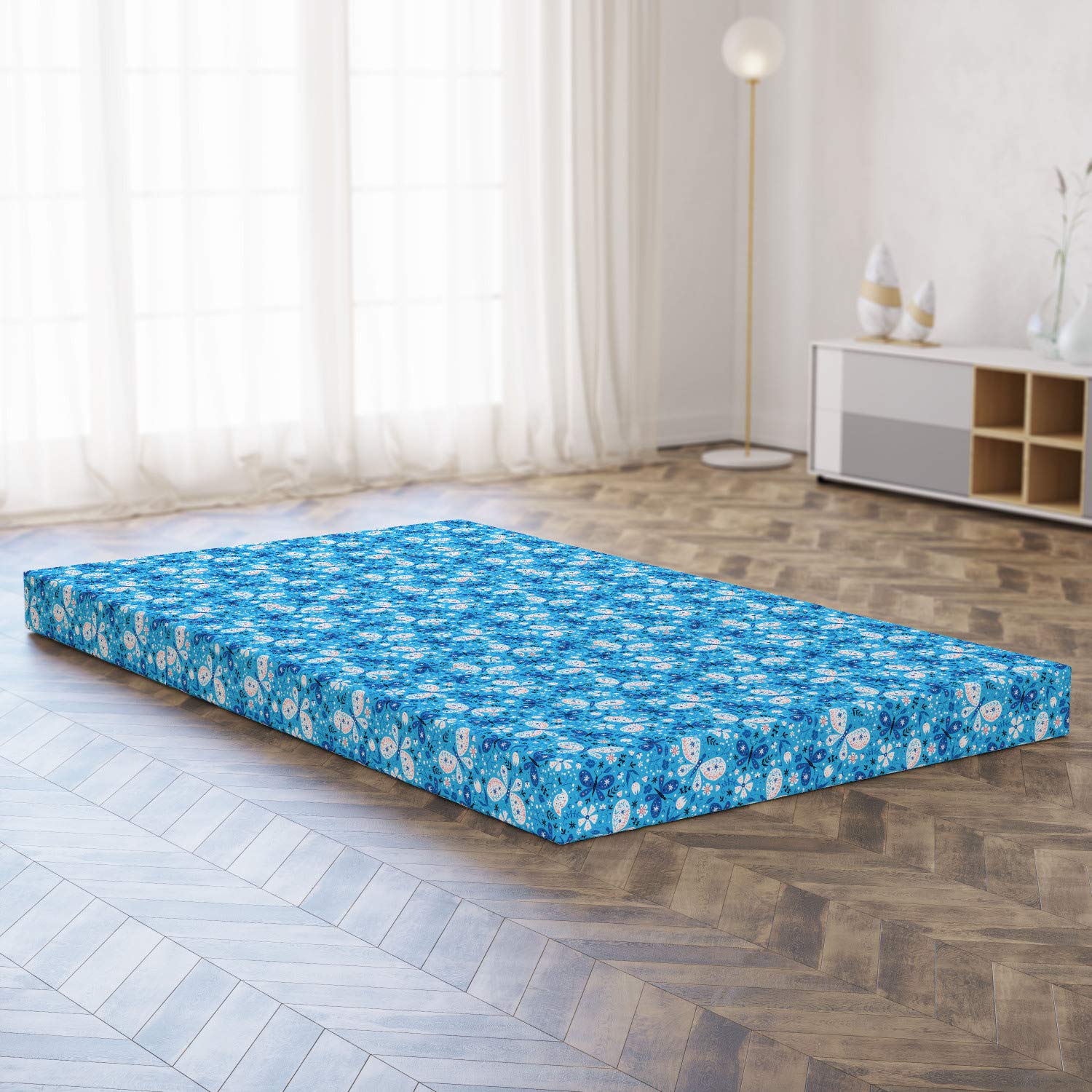 Ambesonne Spring Foldable Mattress - Butterfly Floral Design, 78.7