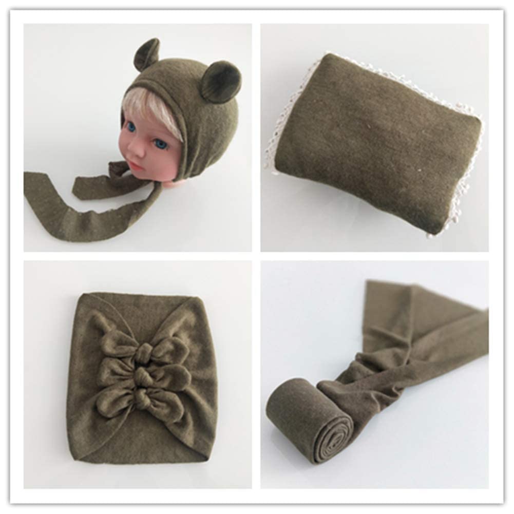 Vemonllas Newborn Photography Props Set - 4PCS Baby Boy Girl Bow Wrap, Posing Aid, Hat & Blanket | Perfect for Newborn Photo Shoots, Baby Showers & First Birthday Decorations