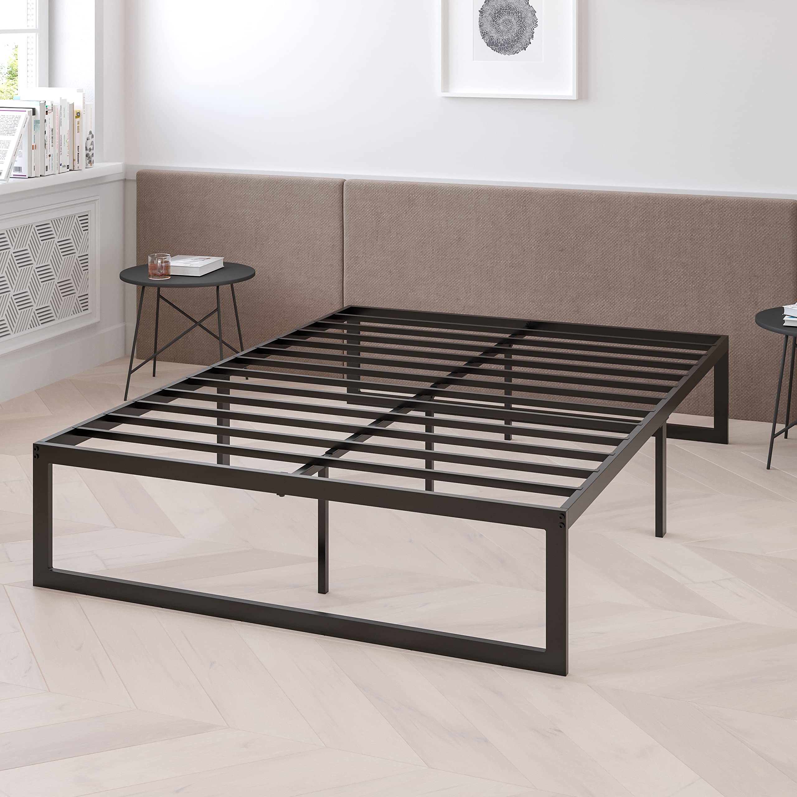 Flash Furniture 14 Inch Metal Platform Bed Frame with 10 Inch Pocket Spring Mattress in a Box - No Box Spring Required - Full Size Bed Frame for Adults & Teens - Perfect for Modern Bedrooms & Guest Rooms