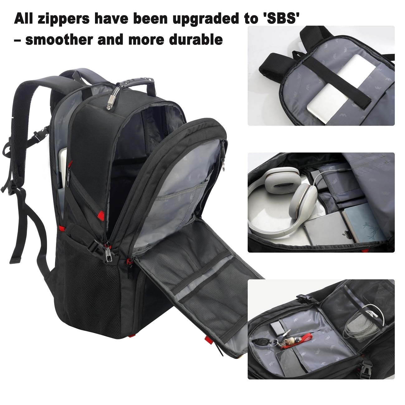 18.4 Inch Large Laptop Backpack for Men & Women - Waterproof Travel Backpack with Shoe Compartment, PC Sleeve - Perfect for Gym, Hiking, Business, College & School - Carry On Bookbag for Daily Commute & Outdoor Activities (Black)