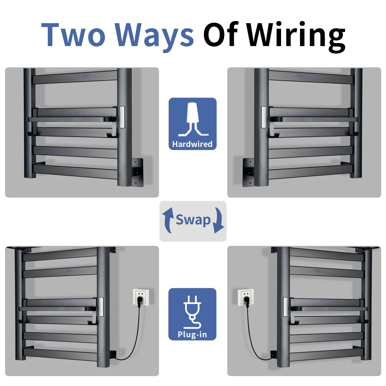 2 in 1 Electric Heated Towel Warmer & Wall Rack - 6 Bar Bathroom Towel Warmer with 24H Timer & Temperature Control - Perfect for Spa, Luxury Bathrooms & Cold Weather Comfort