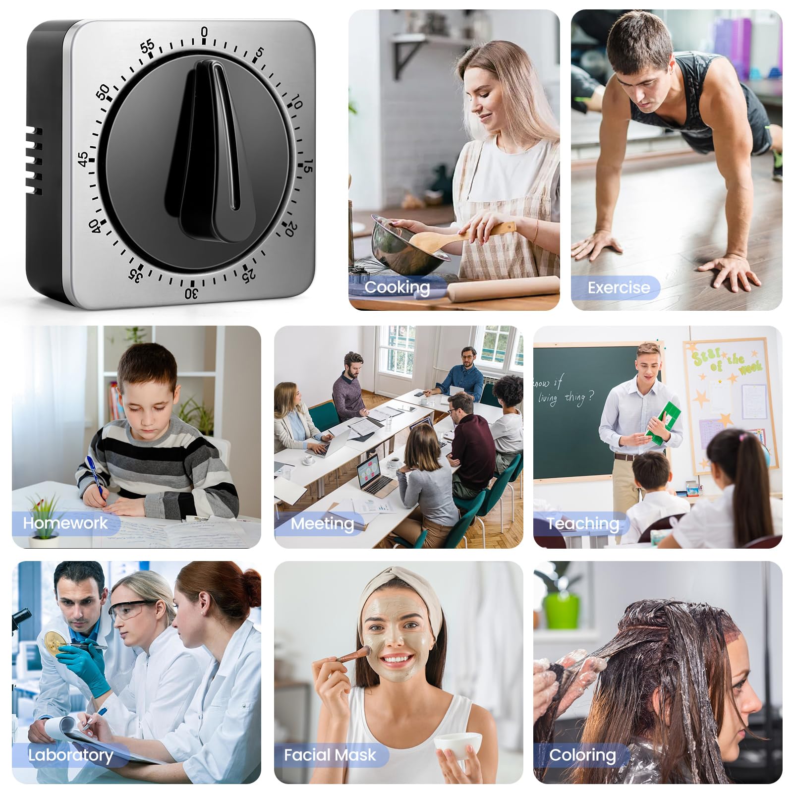 Mechanical Kitchen Timer for Cooking - Loud Alarm, No Batteries Needed - Magnetic Backing & Stainless Steel Body - Perfect for Baking, Grilling, and Meal Prep Countdowns