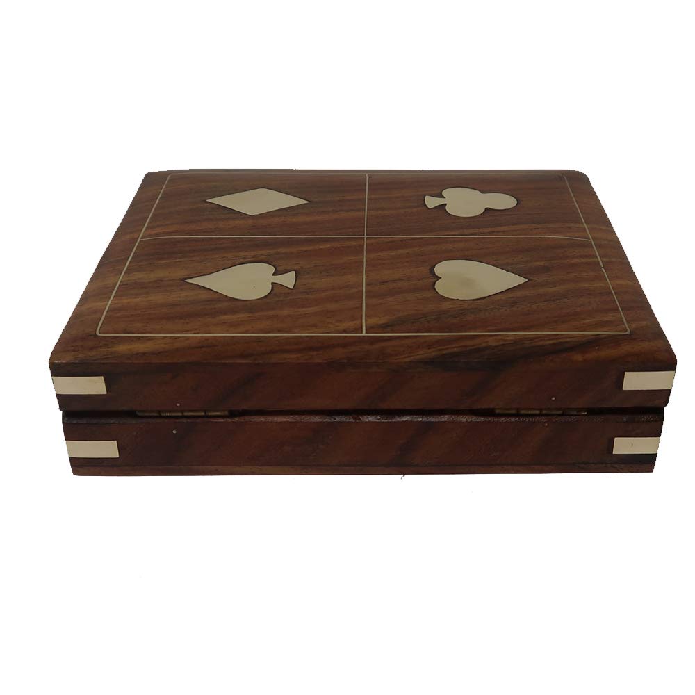 Handmade Wooden Playing Card Storage Box - Artisan Poker Set Holder, Toy & Kitchen Organizer by ShalinIndia | Perfect for Collectibles, Jewelry, Puzzle Storage & Home Decor - Great Gift for Game Nights & Treasure Hunts