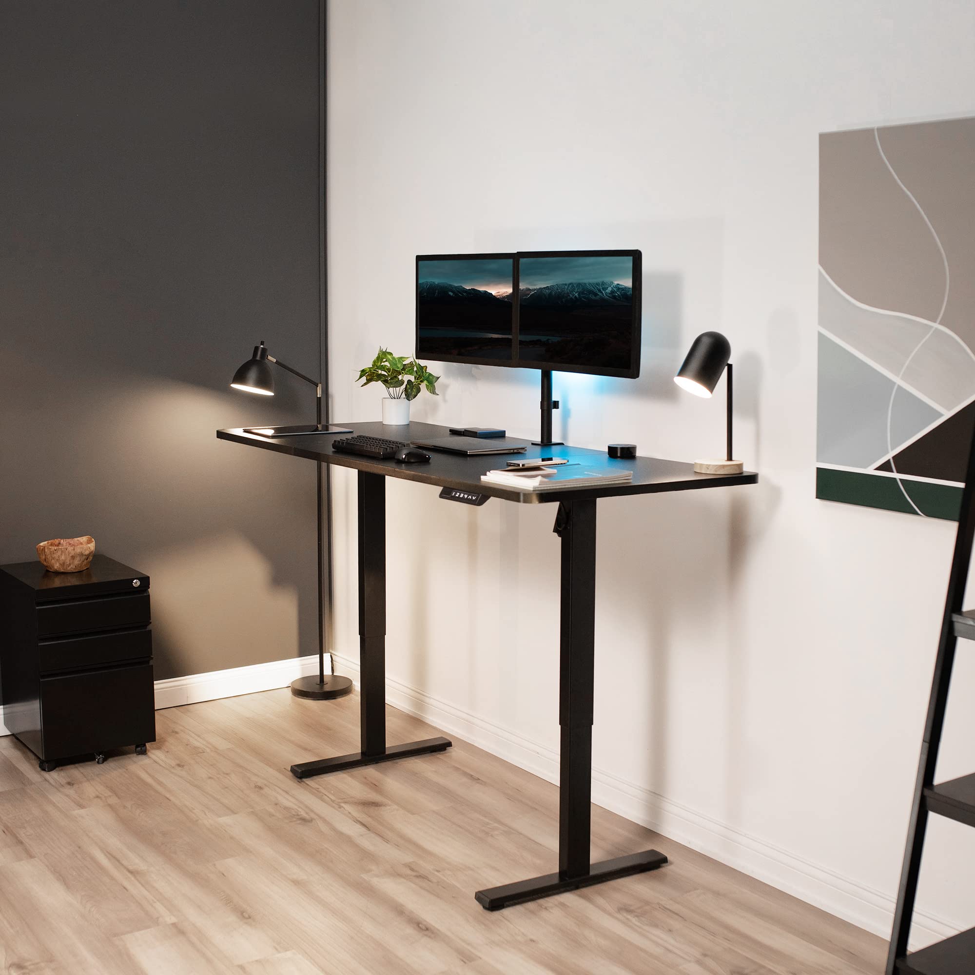 VIVO Electric Standing Desk Frame - Adjustable Height Workstation with 220 lbs Capacity, Brushless Motor & Memory Controller, Black (DESK-V100EBY) - Perfect for Home Office, Gaming Setup, and Ergonomic Workspaces