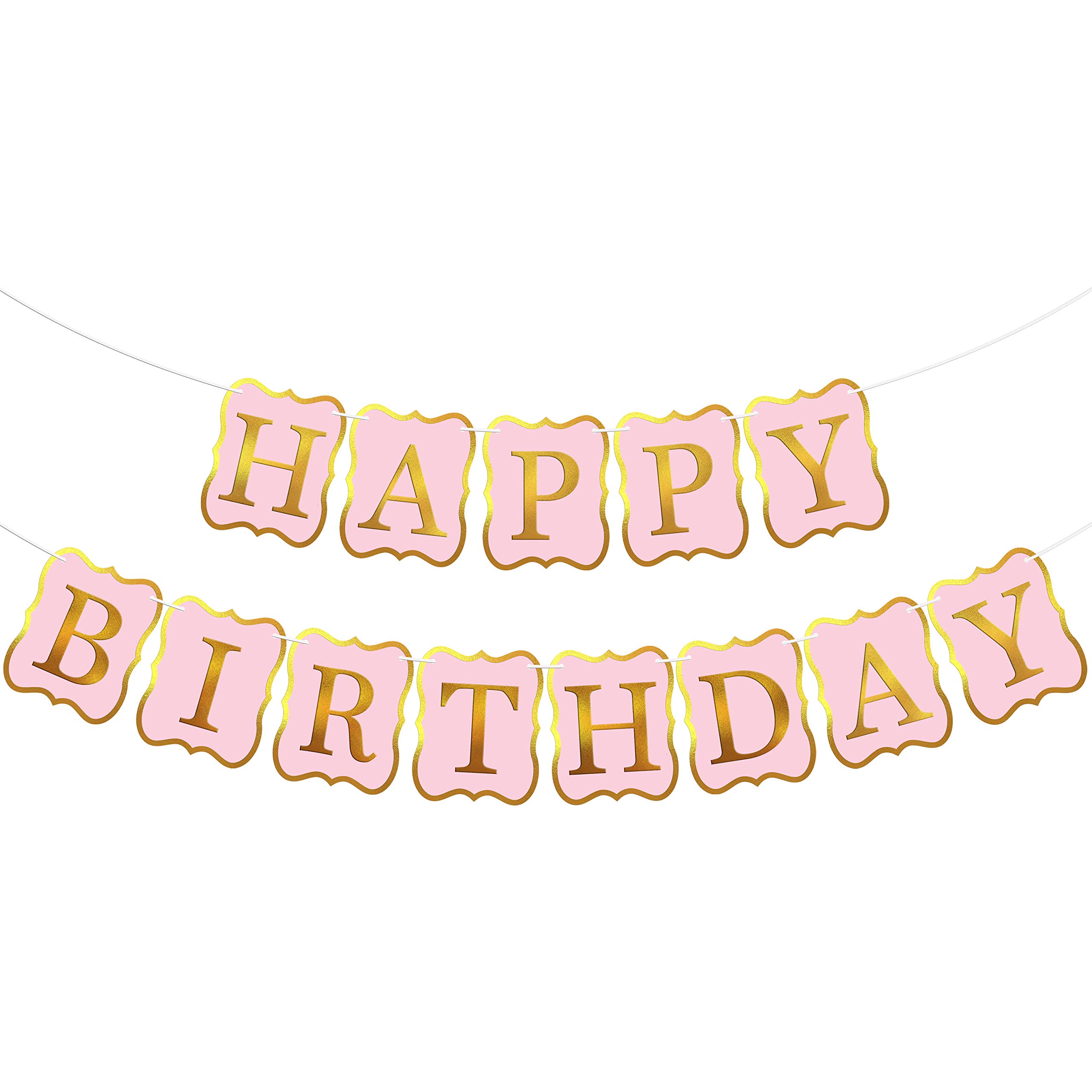 KatchOn Pink Happy Birthday Banner - 10ft Premium Party Backdrop Sign, No DIY Required | Complete Birthday Party Decorations Kit | Perfect for Indoor/Outdoor Celebrations, Baby Showers & Anniversary Parties