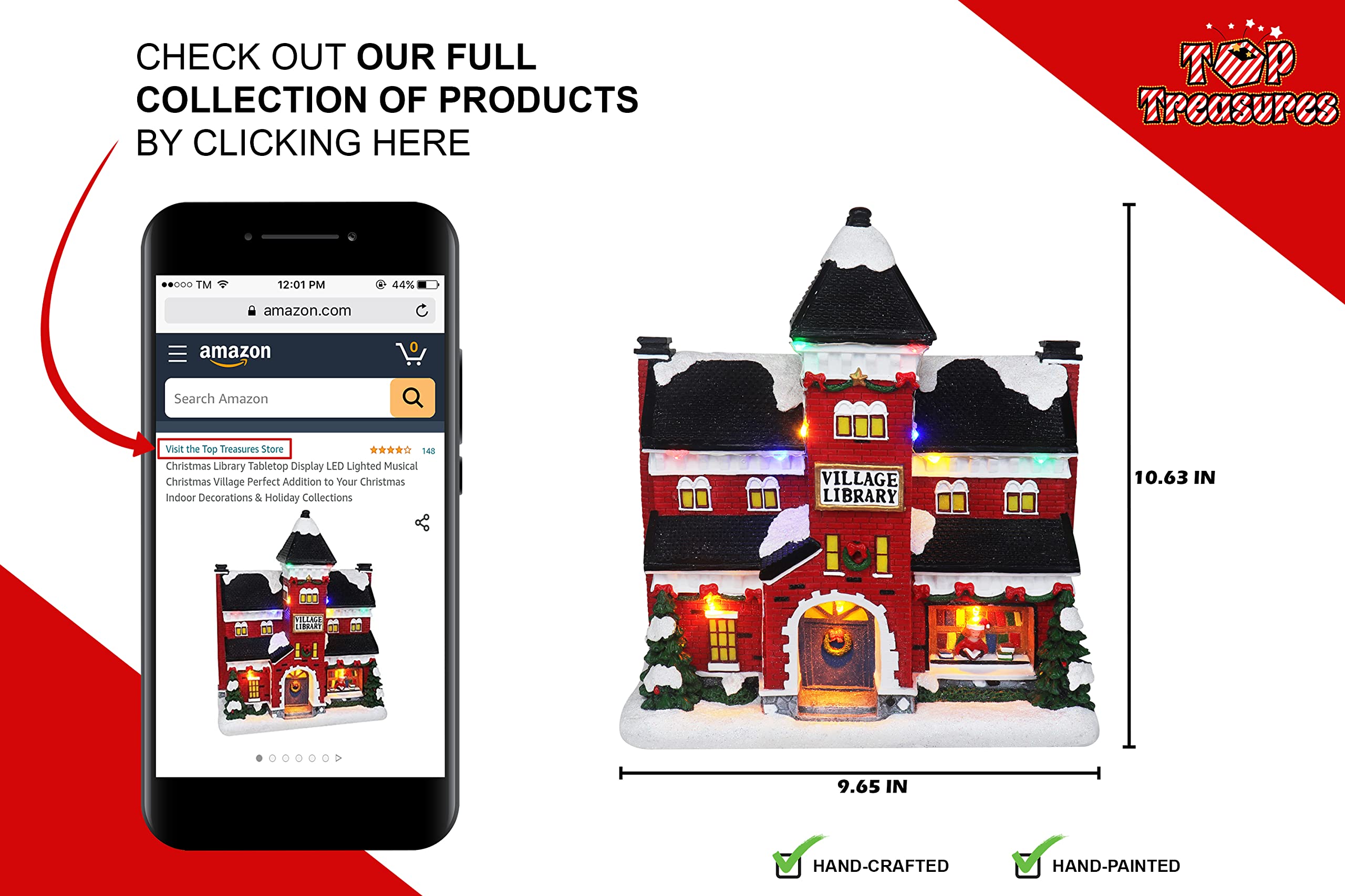 LED Musical Christmas Village Tabletop Display - Holiday Decor with Lights & Music for Home, Office - Perfect Christmas Gift for Family & Friends - Ideal for Mantel, Shelf, or Holiday Party Centerpiece
