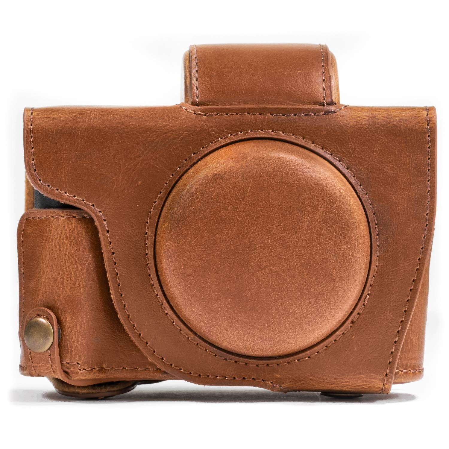 MegaGear Ever Ready PU Leather Camera Case Bag for Canon PowerShot G5 X G5X Digital Camera - Light Brown (MG689) - Perfect for Travel, Photography & Everyday Protection