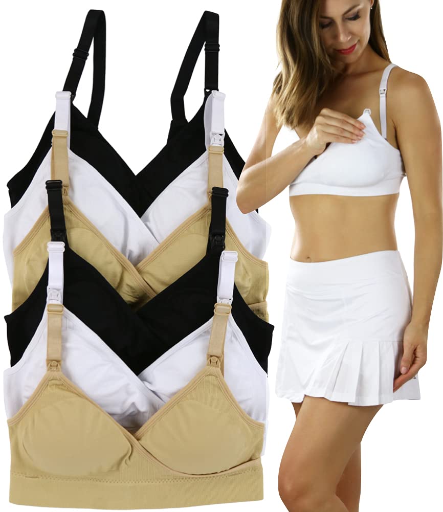 ToBeInStyle Women's Seamless Nursing Bras 3-Pack or 6-Pack - Soft Maternity Bras with Ruched Cups for Breastfeeding & Pumping - Comfortable for Sleep, Workout & Everyday Wear