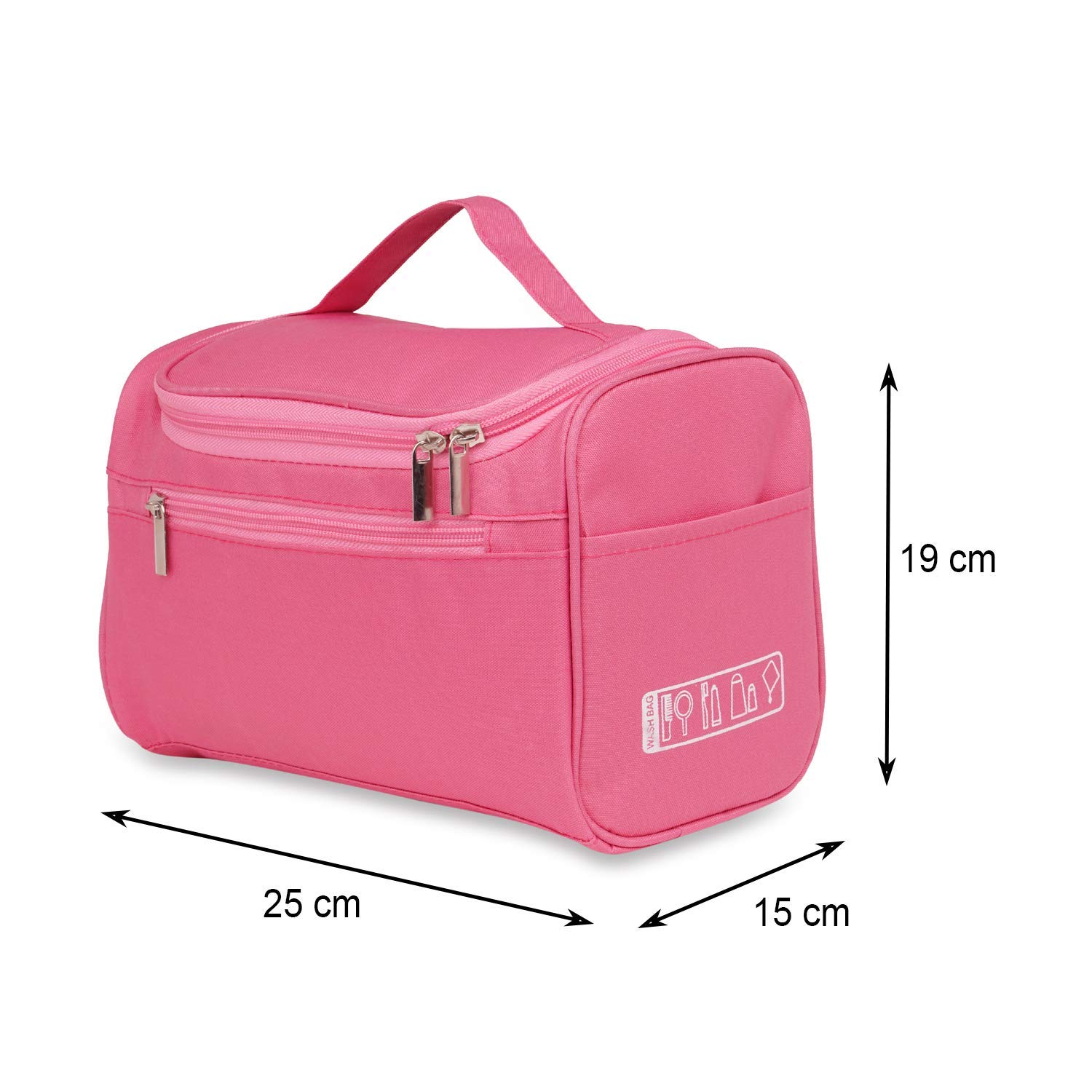Waterproof Hanging Toiletry Bag for Travel - Polyester Cosmetic & Makeup Organizer for Men & Women | Gym, Shower, Shaving Essentials Case | Perfect for Camping, Business Trips & Vacation (Pink)