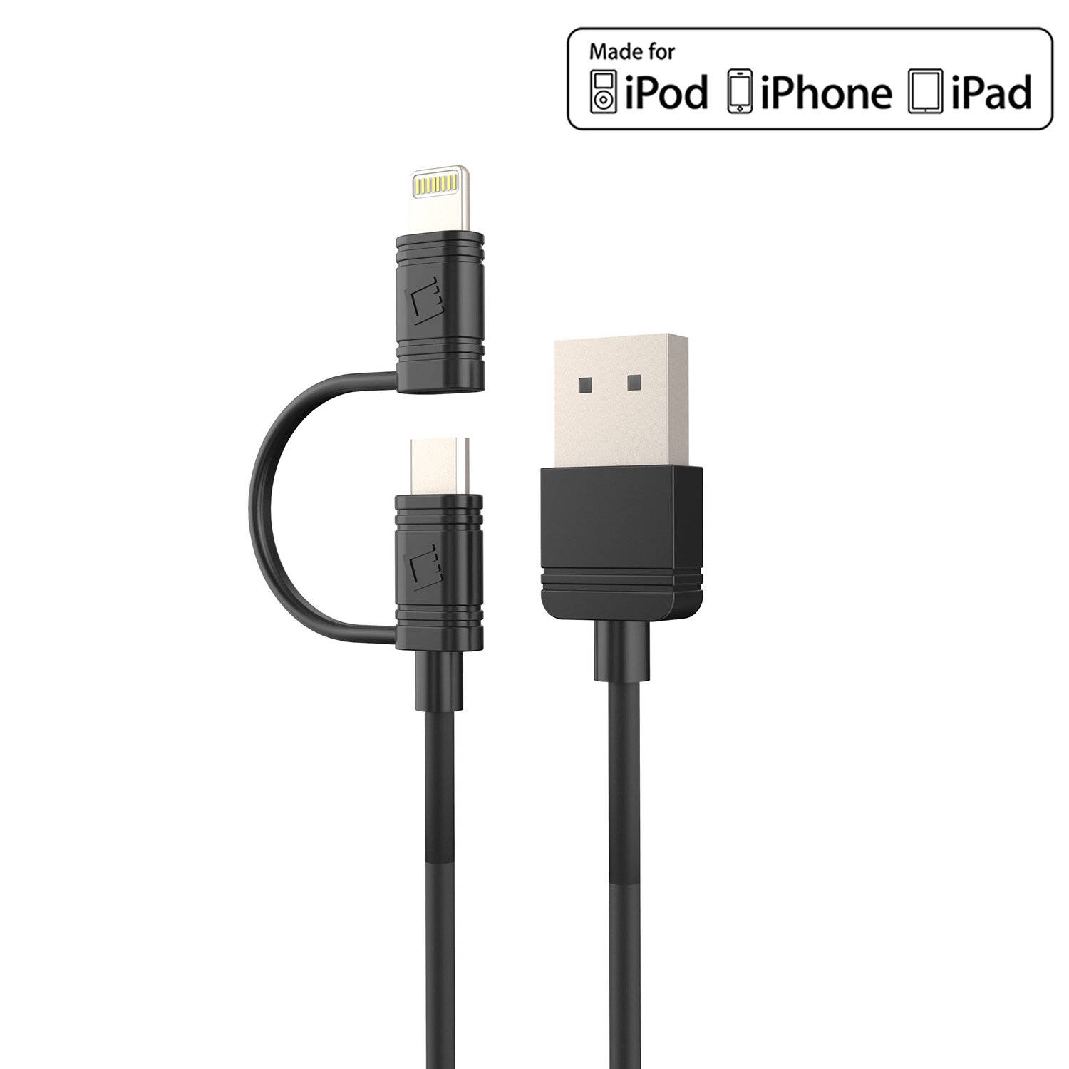Apple Certified Lightning Cable - Cellet iPhone Charger Cord for iPhone 14/13/12/11/SE/XS & iPad Pro/Air/Mini - Fast Charging & Data Sync - Perfect for Home, Office & Travel (Black)