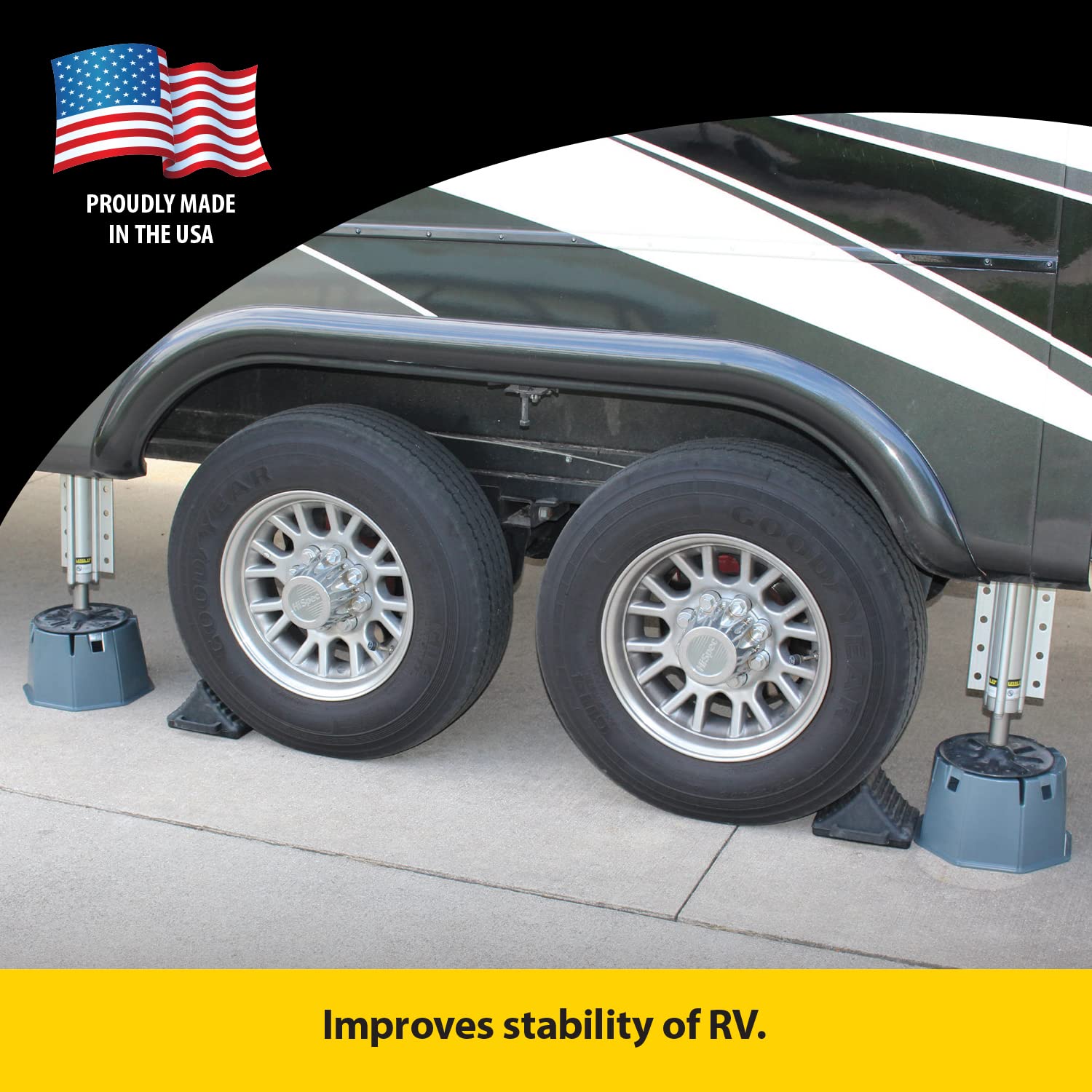 Stromberg Carlson JBP-712.4 RV Jack Base Pads - 7 Inch Height, 6000 lbs Capacity (4 Pack, Gray) | Heavy Duty Trailer Leveling & Stabilization Blocks for Campers, Travel Trailers & 5th Wheels | Perfect for Uneven Ground & Long-Term Parking