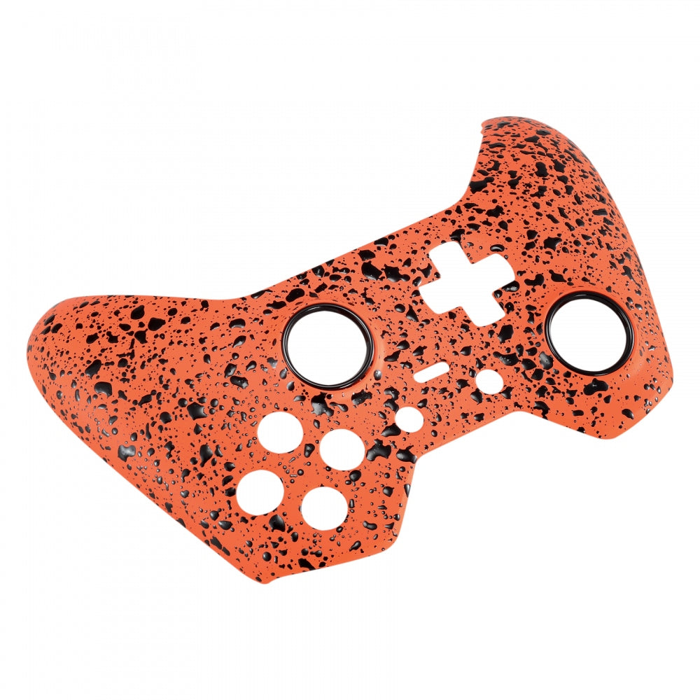 eXtremeRate Textured Orange Faceplate Cover & Front Shell Case - Non-Slip Replacement Kit for Xbox One Elite Controller Model 1698 with Thumbstick Accent Rings (XOEP012) - Perfect for Gaming, Streaming & Esports