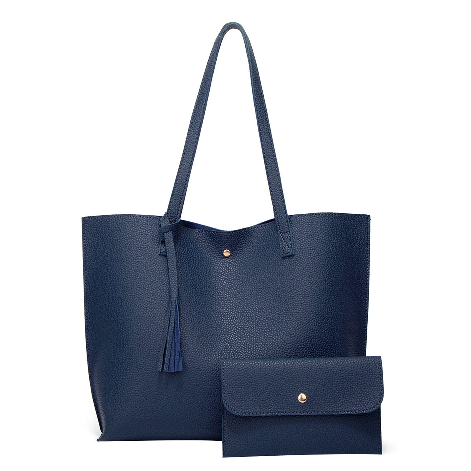 Stylish Solid Color Shoulder Tote Bag with Tassel Detail - Women's Canvas Handbag for Work, Travel & Everyday Use