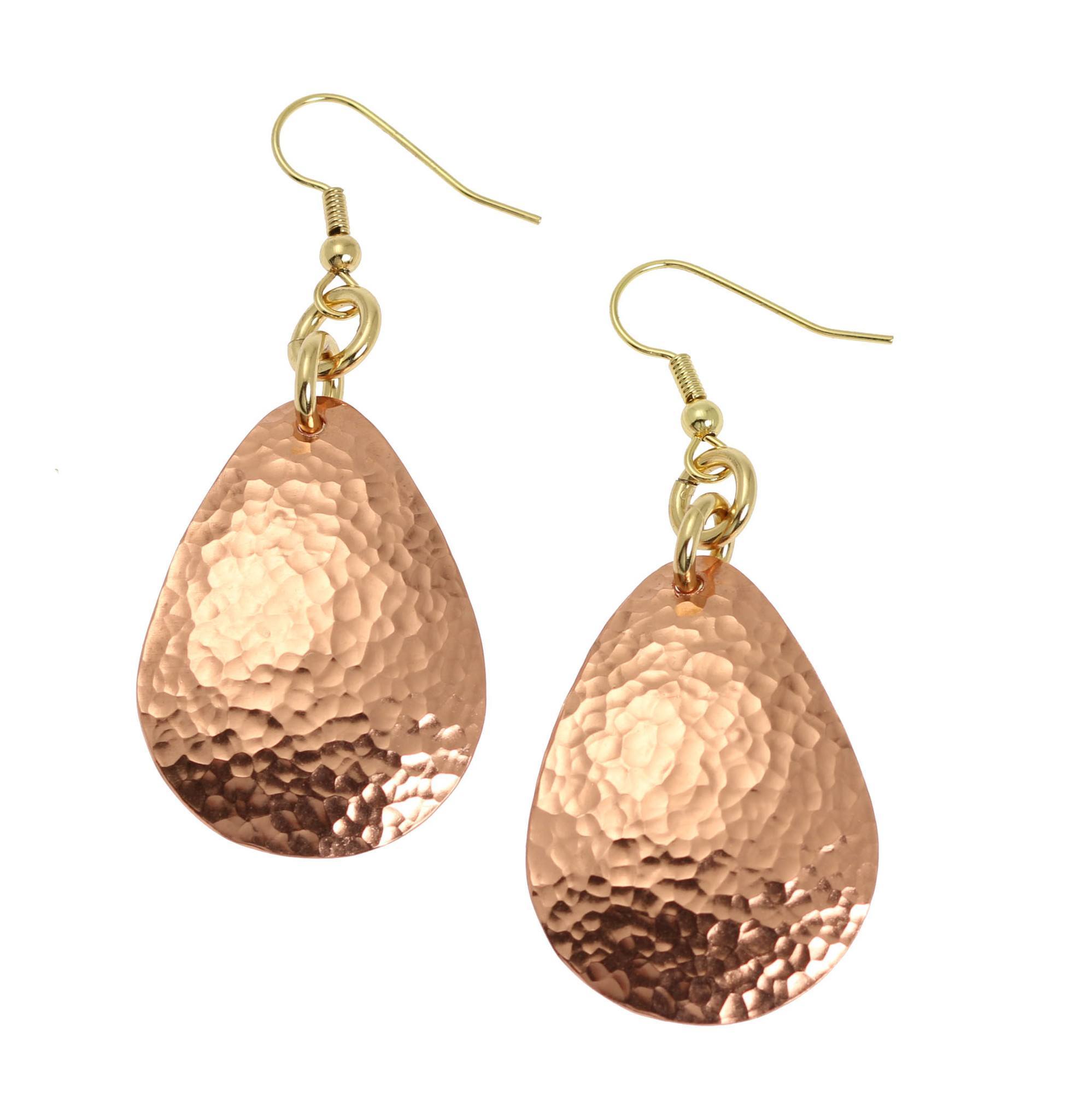 Handmade Hammered Copper Drop Earrings for Women - Hypoallergenic Solid Copper Jewelry - Boho Chic Dangle Earrings for Casual Wear, Date Night & Special Occasions