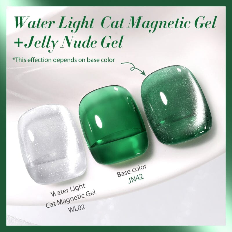 2-Piece Set of #14 Water Light Cat Magnetic Nude & Jelly Gel Polish - Perfect for Nail Art, Salon Use & DIY Manicures at Home