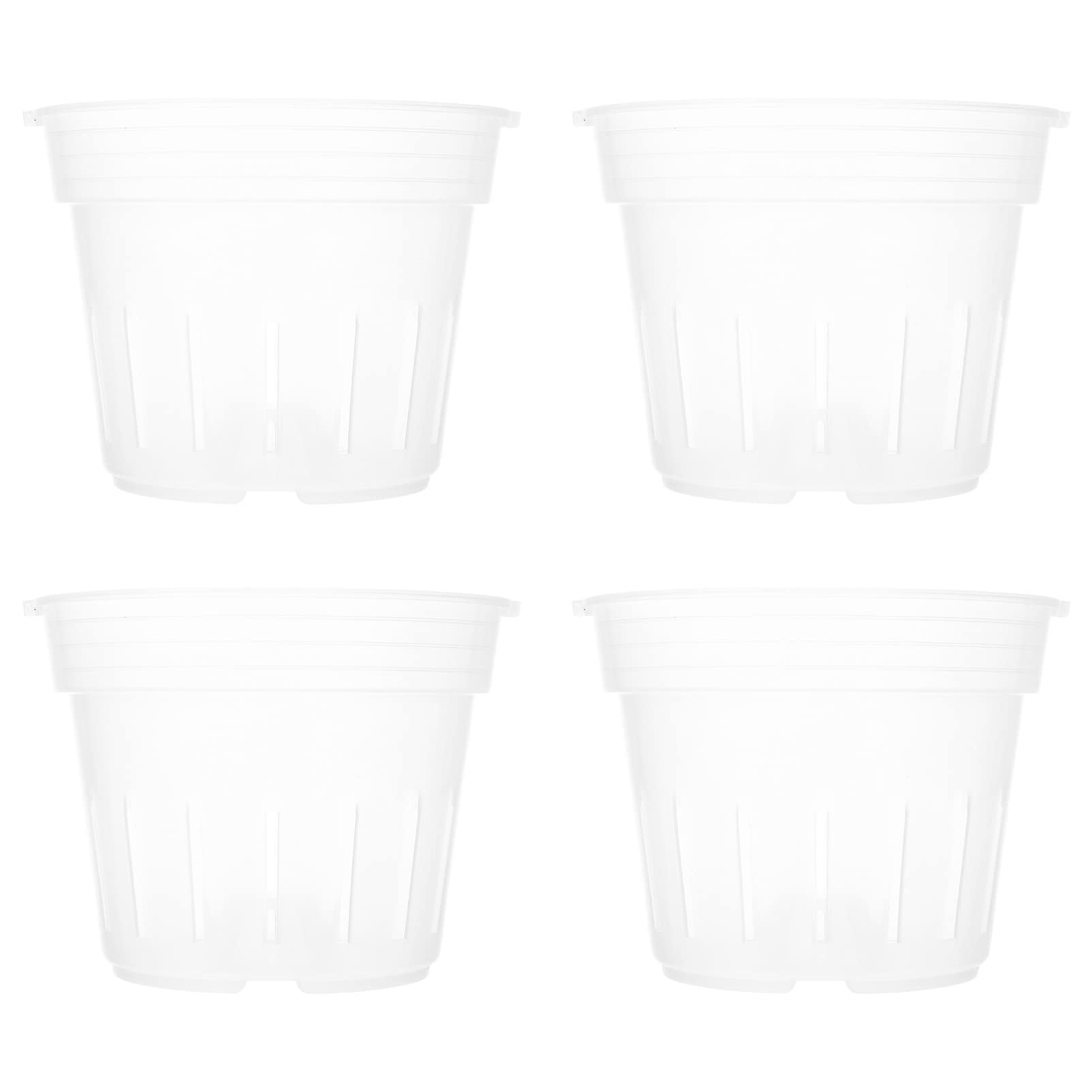 Tofficu 4-Piece Clear Plastic Orchid Pots with Drainage Holes - Breathable Slotted Planters for Succulents, Seedlings & Flowers - Ideal for Indoor Gardening, Home Decor & Plant Nurseries