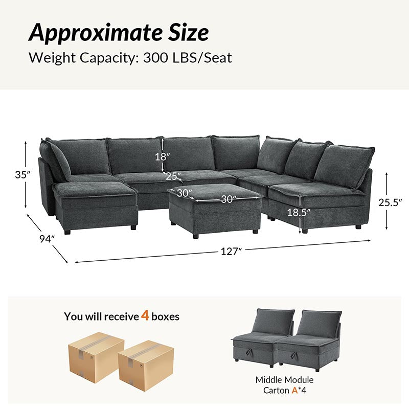 Harmetrix Oversized Soft Sectional Couch with Storage | Modern L-Shaped Sofa Bed with Hidden Compartment | Perfect for Living Room, Family Room & Small Spaces