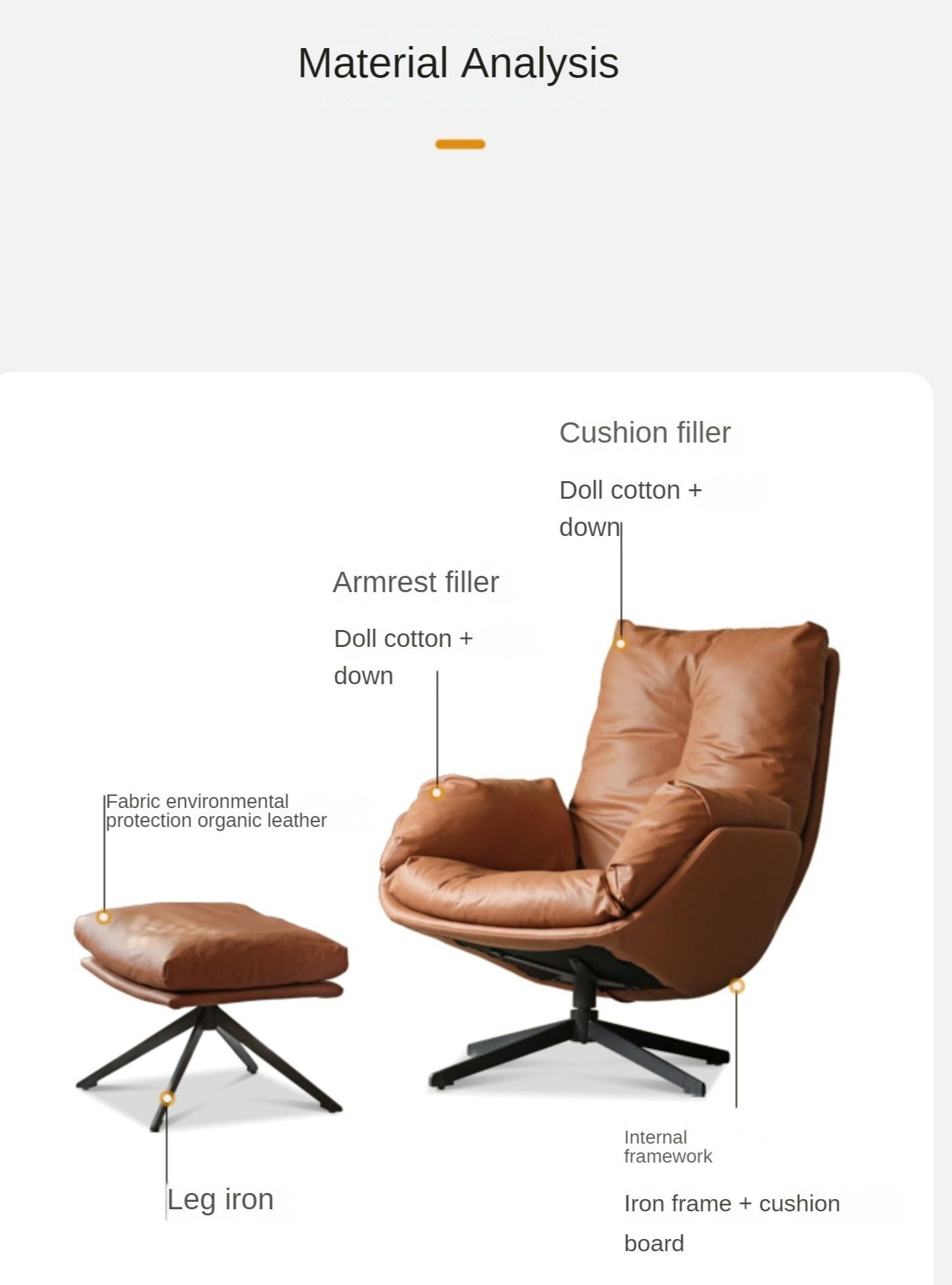 Luxury Italian Organic Leather Swivel Sofa Chair - Modern Living Room, Office & Lounge Seating for Home Decor
