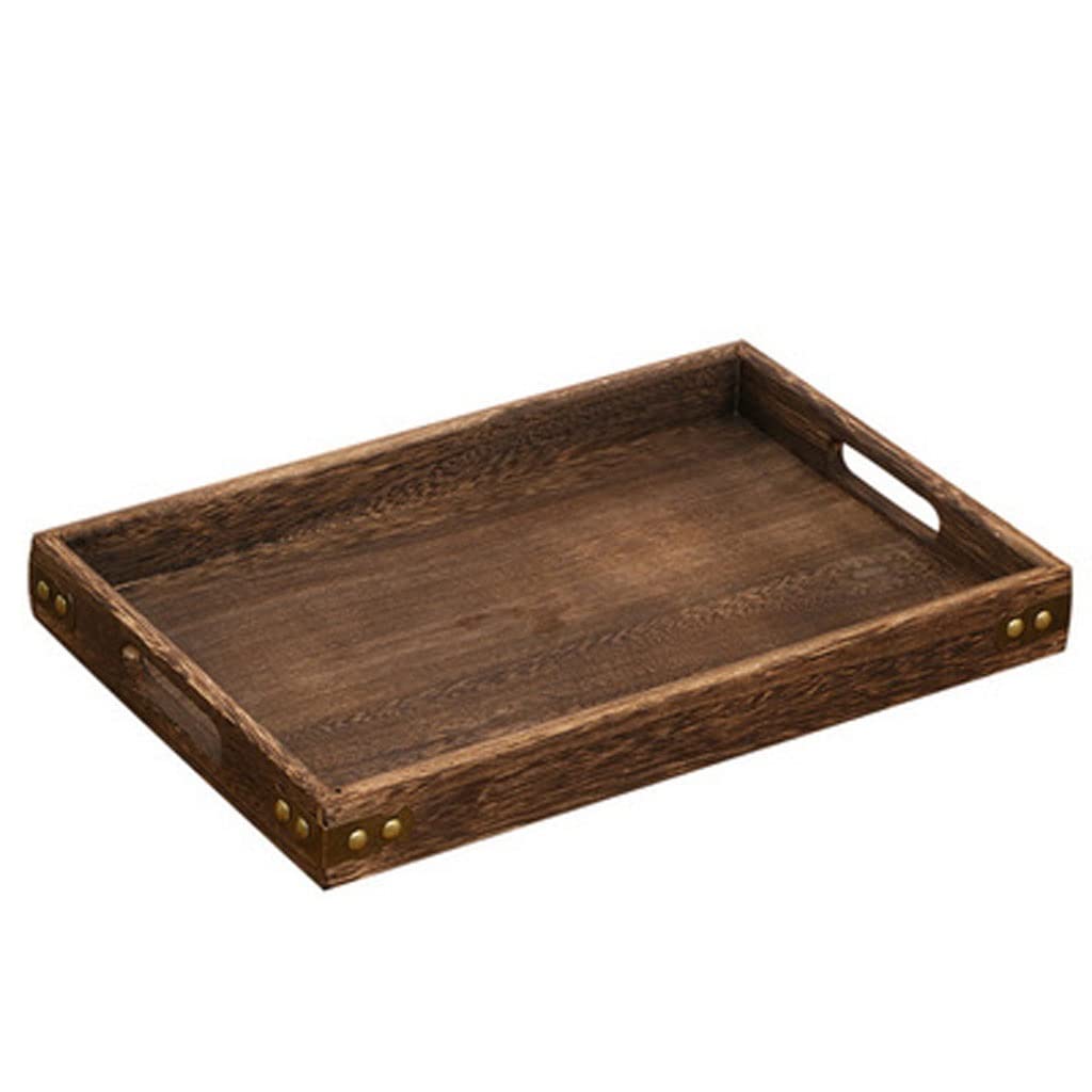 ZYSWP Rectangular Wooden Serving Tray - Multi-Purpose Storage Tray for Hotel, Dessert, Dinner, Tea & Food - Durable Kitchen Tableware & Household Organizer (One Size, Color A) - Perfect for Restaurants, Cafés, and Home Entertaining