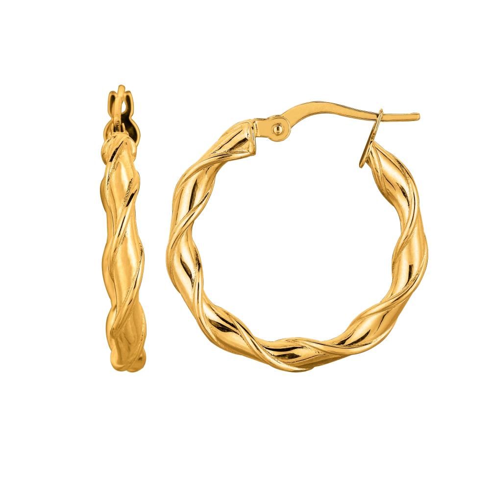 14K Gold 20mm Twist Hoop Earrings for Women - Elegant Dangle Huggie Earrings for Everyday Wear & Special Occasions