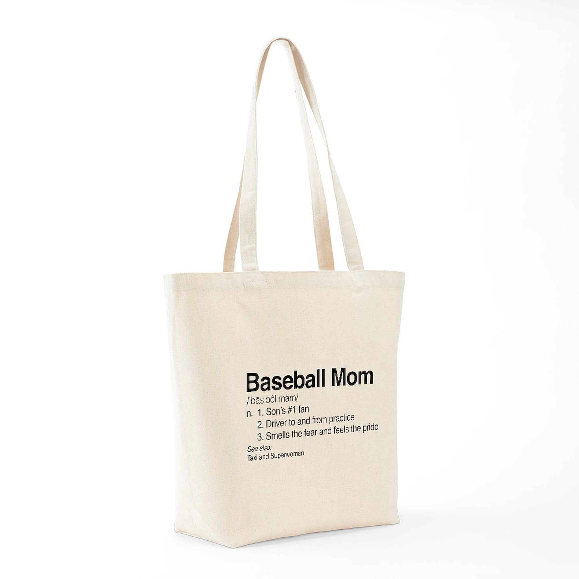 Baseball Mom Tote Bag - Natural Canvas Reusable Shopping Bag for Baseball Games, Groceries & Daily Use | Eco-Friendly & Durable