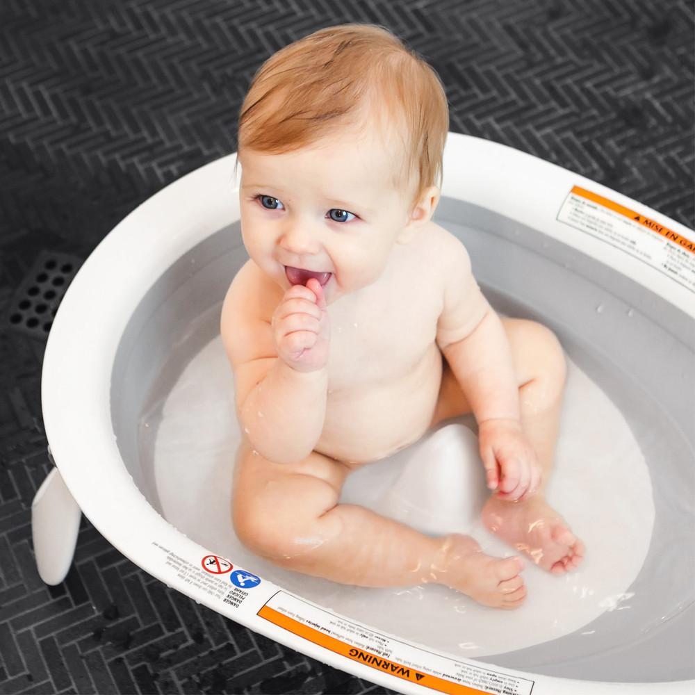 Boon Naked 2 Position Collapsible Baby Bathtub - Safe & Space-Saving Infant Bath Tub for Newborns & Toddlers - Perfect for Small Bathrooms & Travel
