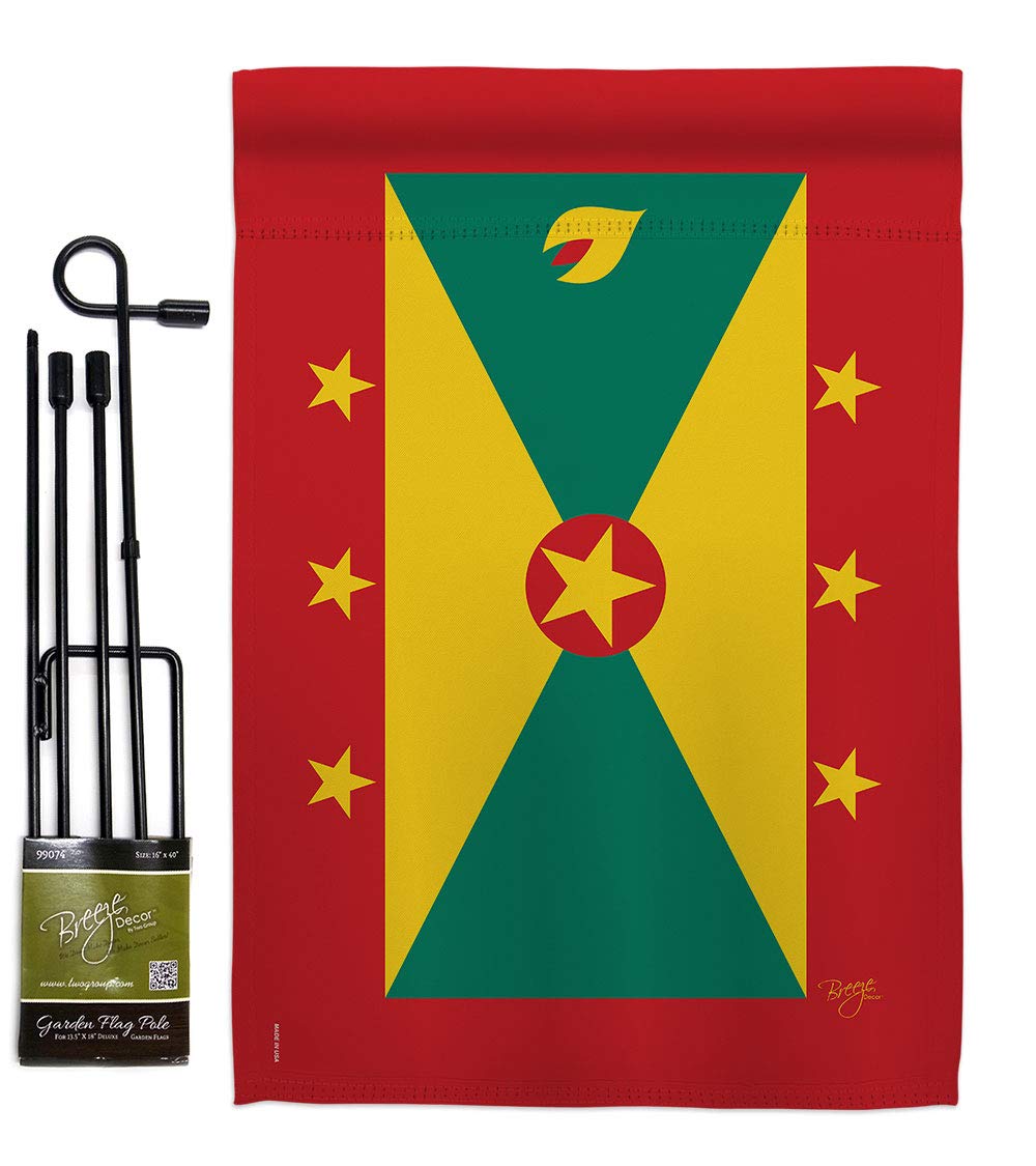 Grenada Garden Flag Set with Stand - Double-Sided Yard Decor for Home & Gifts