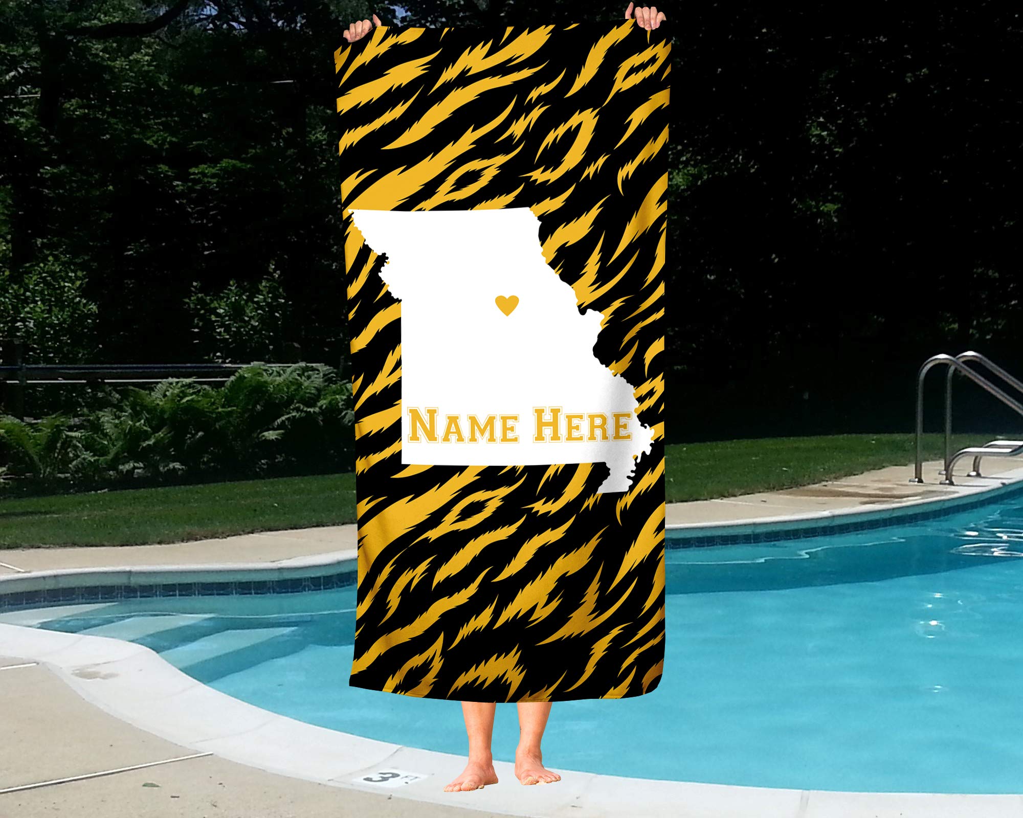 Columbia Missouri State Pride Custom Beach & Bath Towel - Personalized Medium & Large Towels for Adults & Kids - Perfect for College Football, Basketball Games & Beach Vacations