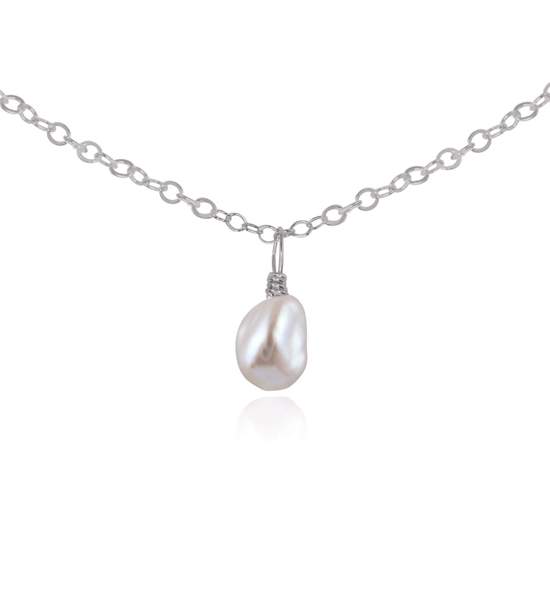 Tiny Rough White Freshwater Pearl Pendant Necklace - Dainty Gemstone Choker for Women, Perfect for Weddings, Date Nights & Boho Fashion