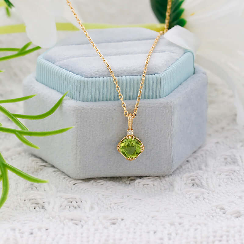Peridot Birthstone Pendant Necklace for Leo - August Birthstone Jewelry Gift for Women & Girls | Elegant Necklace for Birthday, Anniversary & Special Occasions | TB2178