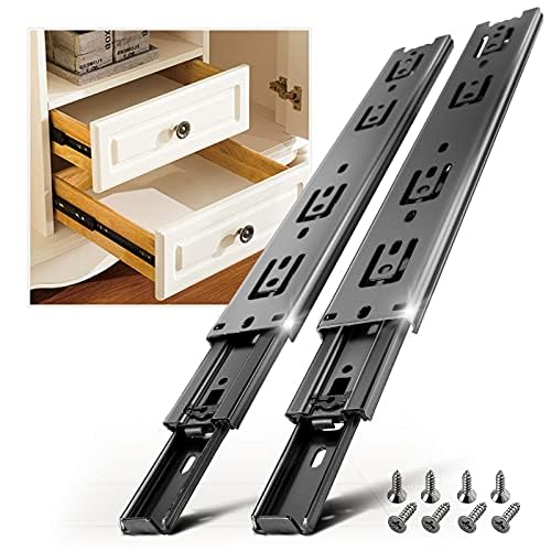 AOLISHENG 5-Pair Full Extension Drawer Slides Rails 10-24 Inch, 100 LB Load Capacity Ball Bearing Side Mount - Heavy Duty Metal Dresser Runners, File Cabinet & Trash Can Sliders for Kitchen, Office & Home Organization