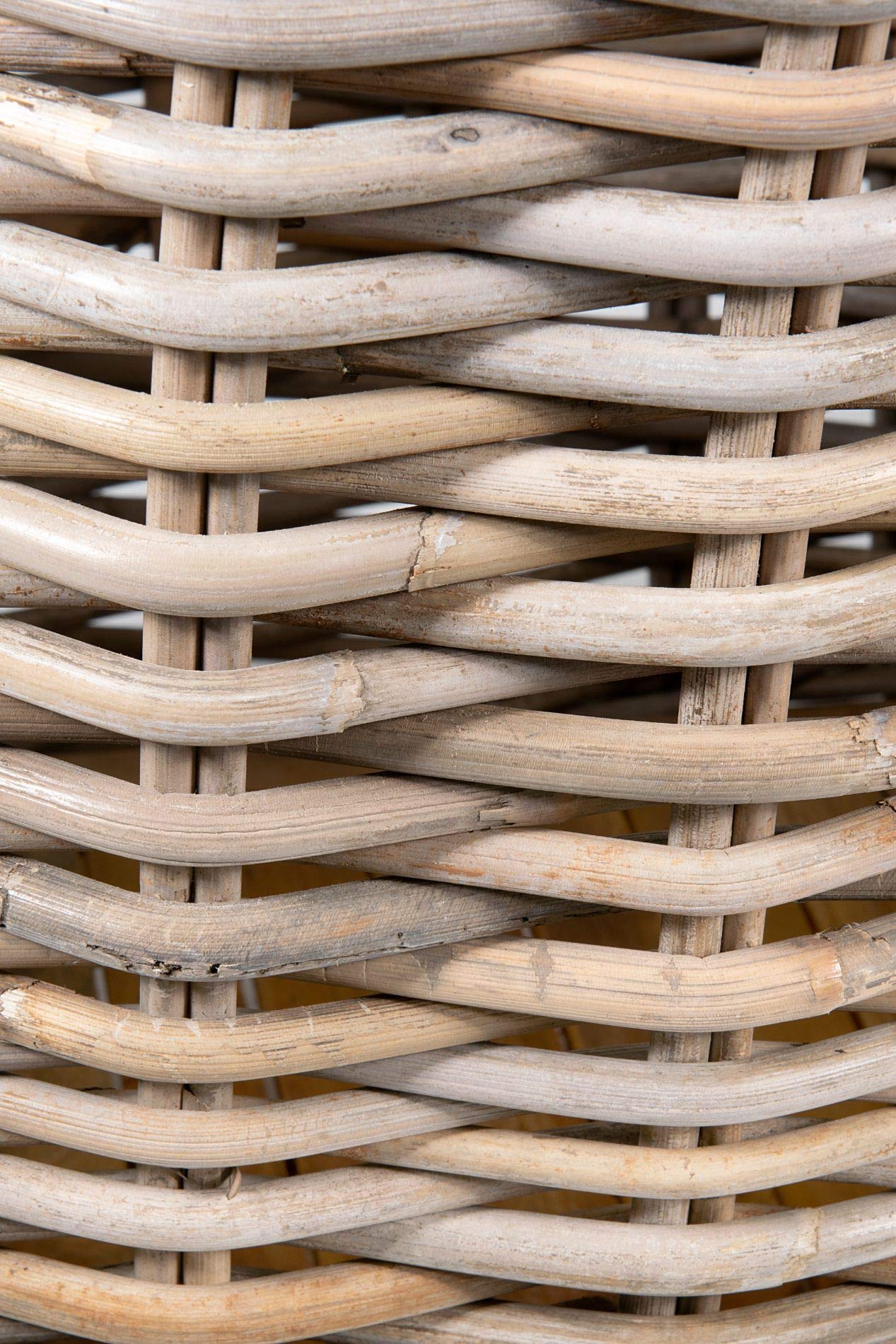 East at Main Maya Round Rattan Storage Basket with Wheels - Natural Woven Organizer for Home, Office, or Nursery Decor
