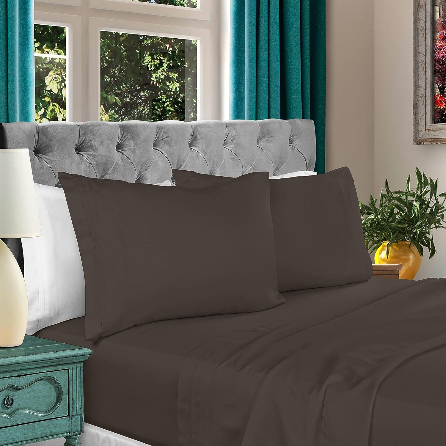 Luxury 1000 Thread Count Egyptian Cotton Deep Pocket Bed Sheet Set - Queen Size, Ultra Soft & Breathable for All-Season Comfort - Perfect for Master Bedroom, Guest Room, or Vacation Home